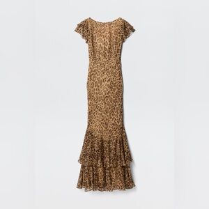 RIXO Ordinuia Brown Leopard Print Maxi Dress